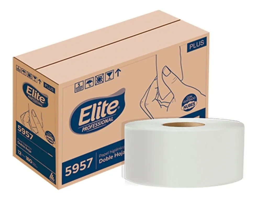 Papel higienico rollo institucional Mca. Elite de 180 mts con 12 rollos